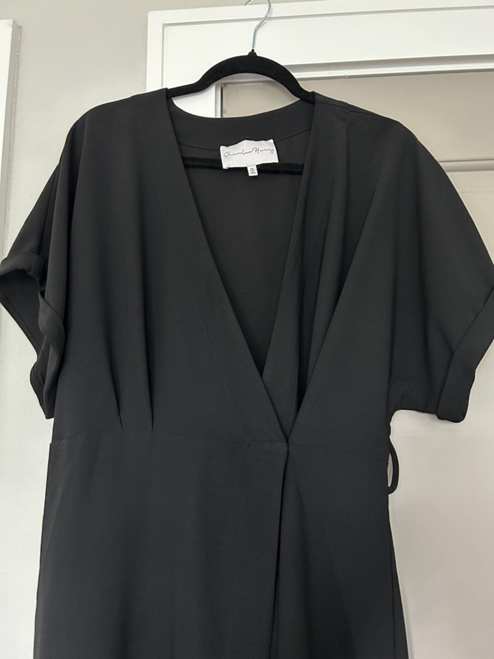 Black Wrap Mini Dress - Picture 2 of 12